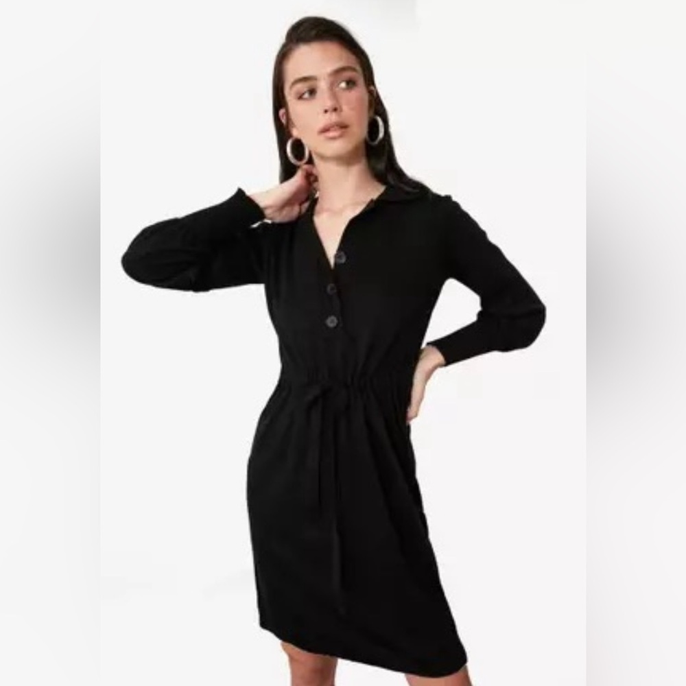 Trendyol- Tie Waist Button Detail Knit Dress - Small- NWT